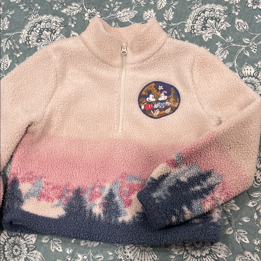 Disney Cream and Pink Fleece Pullover with Character Patch